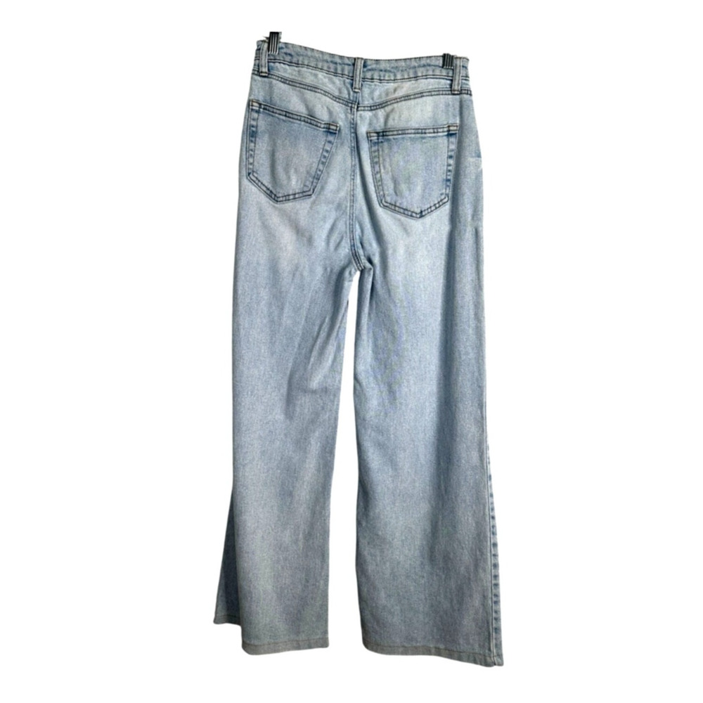 Vintage BUTTERFLY Wide Leg High Waist Rise Jeans 26 Light Wash Boho VNTG y2k - Picture 3 of 6